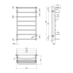 Полотенцесушитель водяной Kroner KRP Stern WT900x500-8 №1
