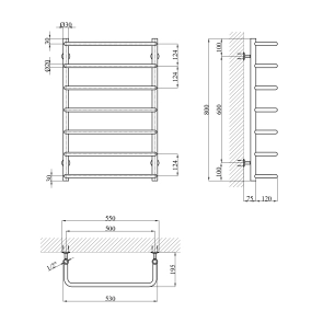 Сушарка для рушників водяна Kroner KRP Stil WT800x500-7 №2