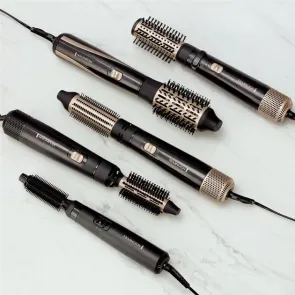 Фен-щетка Remington Blow Dry&Style Caring, 1000Вт, 2 режима, иониз-я, холл. обдув, чехол, керамика, черно-золотой №9