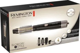 Фен-щетка Remington Blow Dry&Style Caring, 1000Вт, 2 режима, иониз-я, холл. обдув, чехол, керамика, черно-золотой №11