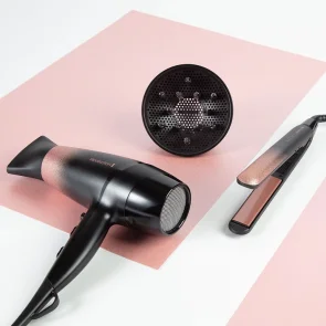 Фен Remington Rose Shimmer, 2200Вт, 3 режима, диффузор, иониз-я, холл. обдув, черно-розовый №4