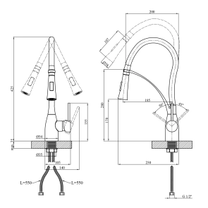 Змішувач для кухні Kroner KRP Ersel - GRP03393BLK №2