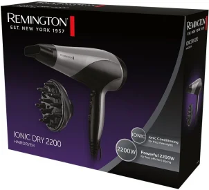 Фен Remington Ionic Dry, 2200Вт, 3 режими, дифузор,турмалинова іоніз-я, хол. обдув, сіро-чорний №6