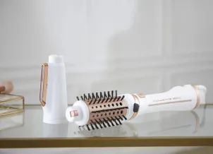 Фен-щетка Rowenta Brush Activ' Ultimate Care, 700Вт, 3 режима, иониз-я, холл. обдув, оборот. насадок, керамика, бело-золотой №11