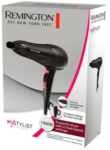 Фен Remington MyStylist, 1900Вт, 2 режима, иониз-я, холл. обдув, черный №10