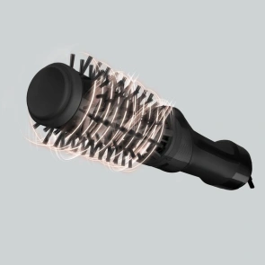 Фен-щетка Rowenta Renewal Brush Active, 1000Вт, 3 режима, иониз-я, холл. обдув, оборот. насадка, 2 насадки, керамика, черный №7