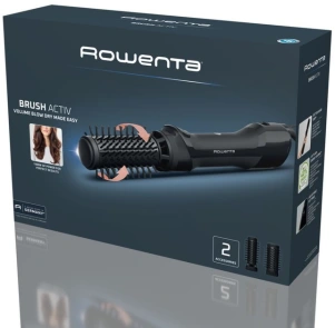 Фен-щетка Rowenta Renewal Brush Active, 1000Вт, 3 режима, иониз-я, холл. обдув, оборот. насадка, 2 насадки, керамика, черный №8