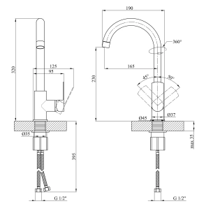 Змішувач для кухні Kroner KRM Main - C030 №2