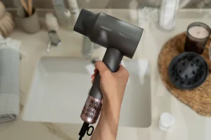 Фен Ardesto Pink Touch, 1600Вт, 2 швидкості, 3темп.режими, іонізація, дифузор, магнітні насадки, сірий+рожевий №5
