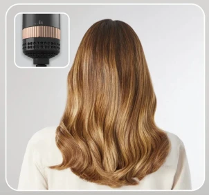 Фен-щетка Rowenta Reverso Dry&Brush 2в1, 1200Вт, 3 режима, иониз-я, холл. обдув, насадок-2, керамика, черно-золотистый. №5