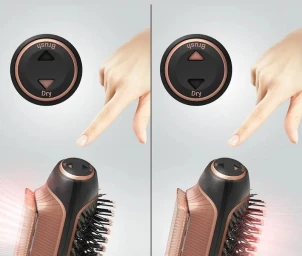 Фен-щетка Rowenta Reverso Dry&Brush 2в1, 1200Вт, 3 режима, иониз-я, холл. обдув, насадок-2, керамика, черно-золотистый. №10