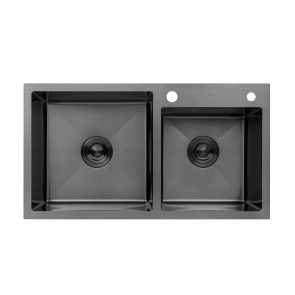 Комплект кухонна мийка Kroner Schwarze-7843ZHM PVD + змішувач Edelstahl Klassisch-PVD03817BLK + дозатор Spender-026 №2