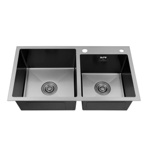 Комплект кухонна мийка Kroner Schwarze-7843ZHM PVD + змішувач Edelstahl Klassisch-PVD03817BLK + дозатор Spender-026 №4