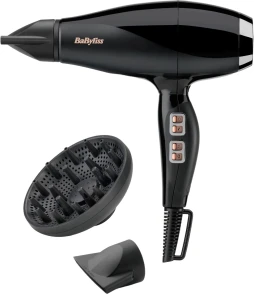 Фен Babyliss Air Power Pro, 2300Вт, 3 режима, диффузор, иониз-я, холл. обдув, керамика, черно-розовый №1
