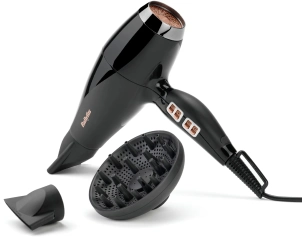Фен Babyliss Air Power Pro, 2300Вт, 3 режима, диффузор, иониз-я, холл. обдув, керамика, черно-розовый №5