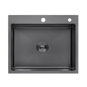 Комплект кухонна мийка Kroner Schwarze-6050HM PVD + змішувач Ersel-GRP03393BLK + дозатор Spender-026 №2