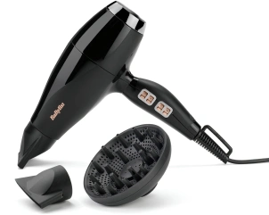 Фен Babyliss Air Power Pro, 2300Вт, 3 режима, диффузор, иониз-я, холл. обдув, керамика, черно-розовый №7