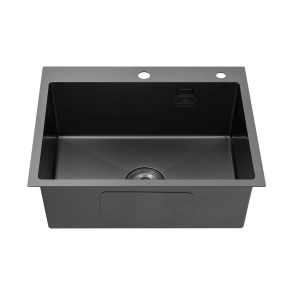 Комплект кухонна мийка Kroner Schwarze-6050HM PVD + змішувач Ersel-GRP03393BLK + дозатор Spender-026 №4