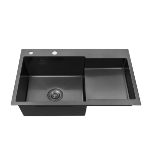 Комплект кухонна мийка Kroner Schwarze-7848LHM PVD + змішувач Edelstahl Klassisch-SCH035PVD + дозатор Spender-SCH049 №8
