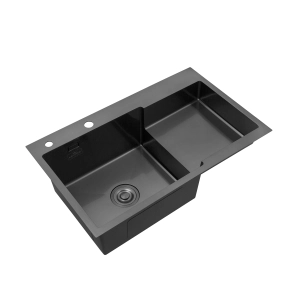 Комплект кухонна мийка Kroner Schwarze-7848LHM PVD + змішувач Edelstahl Klassisch-PVD03817BLK + дозатор Spender-026 №5