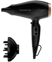 Фен Rowenta Compact PRO+, 2200Вт, 2 режима, диффузор, иониз-я, холл. обдув, черный