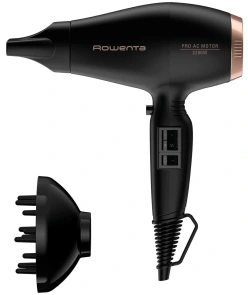 Фен Rowenta Compact PRO+, 2200Вт, 2 режима, диффузор, иониз-я, холл. обдув, черный №1