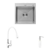 Комплект кухонная мойка Kroner Gebürstet-5050HM + смеситель Küche-C031WHI + дозатор Spender-016 купить