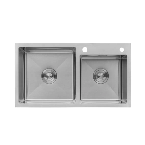 Комплект кухонна мийка Kroner Gebürstet-7843ZHM + змішувач Edelstahl Klassisch-ESG03817BLK + дозатор Spender-016 №2