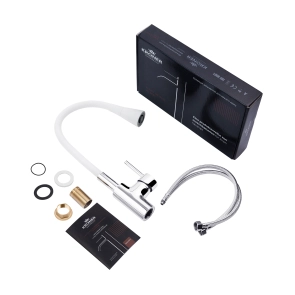 Комплект кухонна мийка Kroner Gebürstet-5050HM + змішувач Küche-C031WHI + дозатор Spender-016 №10