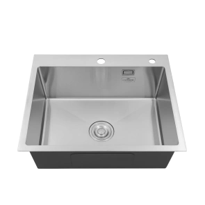 Комплект кухонна мийка Kroner Gebürstet-6050HM + змішувач Küche-C031BLK + дозатор Spender-016 №13