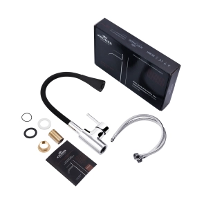 Комплект кухонна мийка Kroner Gebürstet-6350RHM + змішувач Küche-C031BLK + дозатор Spender-ECG049 №13