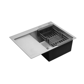 Комплект кухонна мийка Kroner Gebürstet-6350RHM + змішувач Küche-C031GRA + дозатор Spender-016 №7