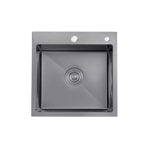 Комплект кухонна мийка Kroner Schwarze-5050HM PVD + змішувач Ersel-GRP03393BLK + дозатор Spender-026 №14