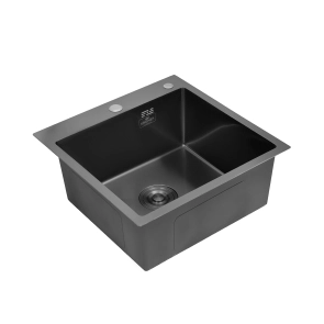 Комплект кухонна мийка Kroner Schwarze-5050HM PVD + змішувач Ersel-GRP03393BLK + дозатор Spender-026 №16