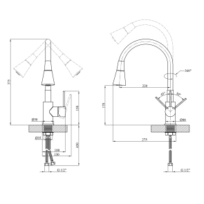 Комплект кухонна мийка Kroner Gebürstet-6350RHM + змішувач Küche-C031GRA + дозатор Spender-016 №15