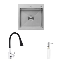 Комплект кухонная мойка Kroner Gebürstet-5050HM + смеситель Küche-C031BLK + дозатор Spender-016 купить