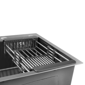 Комплект кухонна мийка Kroner Schwarze-5050HM PVD + змішувач Ersel-GRP03393BLK + дозатор Spender-026 №20