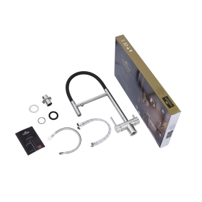Комплект кухонна мийка Kroner Gebürstet-7843ZHM + змішувач Edelstahl Klassisch-ESG03815BLK + дозатор Spender-016 №24