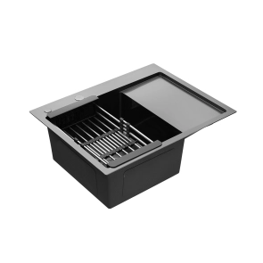 Кухонная мойка Kroner KRP Schwarze - 6350LHM PVD (3.0/1.0 мм) №1