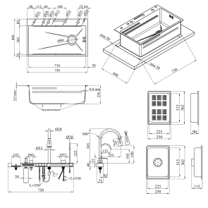 Кухонний комплект з мийкою Kroner KRP Schwarze - SET7546ARTHM PVD (3.0/0.8 мм) №4