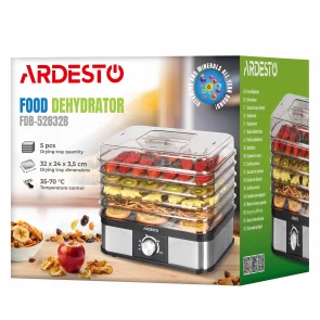 Сушилка для продуктов Ardesto 245Вт, поддонов - 5x3см, макс - 70°С, пластик, черный+нерж №8
