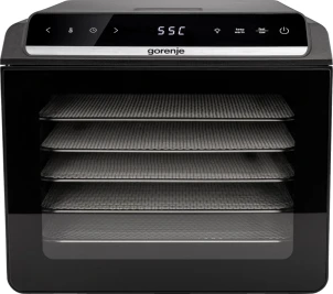 Сушарка для продуктів Gorenje 580Вт, піддонів - 6x1.5см, діаметр - 25см, макс - 75°С, дисплей, пластик+метал, чорний №1