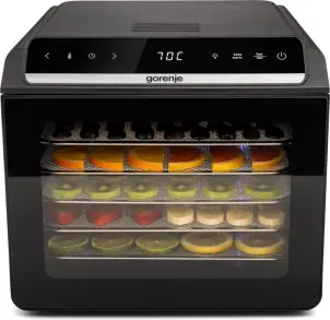 Сушарка для продуктів Gorenje 580Вт, піддонів - 6x1.5см, діаметр - 25см, макс - 75°С, дисплей, пластик+метал, чорний №7