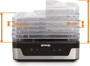 Сушилка для продуктов Gorenje 230Вт, поддонов - 5x2.8см, диаметр - 29см, макс - 75°С, электр.упр,белый №9