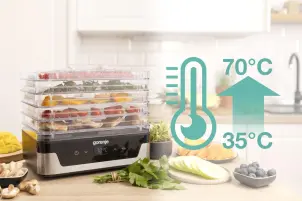 Сушилка для продуктов Gorenje 230Вт, поддонов - 5x2.8см, диаметр - 29см, макс - 75°С, электр.упр,белый №10