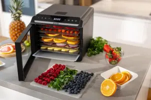 Сушарка для продуктів Gorenje 580Вт, піддонів - 6x1.5см, діаметр - 25см, макс - 75°С, дисплей, пластик+метал, чорний №11