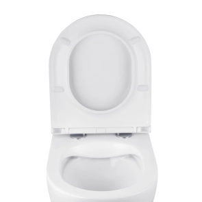 Унітаз підвісний безобідковий Kroner Harz WHI493736 RIMLESS з сидінням Slim Duroplast / Soft-close / Quick relase (KH493736WHIR) №6