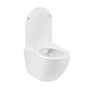 Унітаз підвісний безобідковий Kroner Harz WHI523632 RIMLESS з сидінням (KH523632WHIR) №3