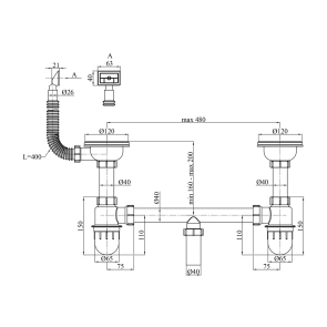 Сифон для кухонної мийки Kroner KRP Siphon - 012 3 1/2"х50/40 мм №2