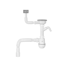 Сифон для кухонной мойки Kroner KRP KS02-1BLK 3 1/2"х40/50 мм с отводом для стиральной машины, с квадратным переливом